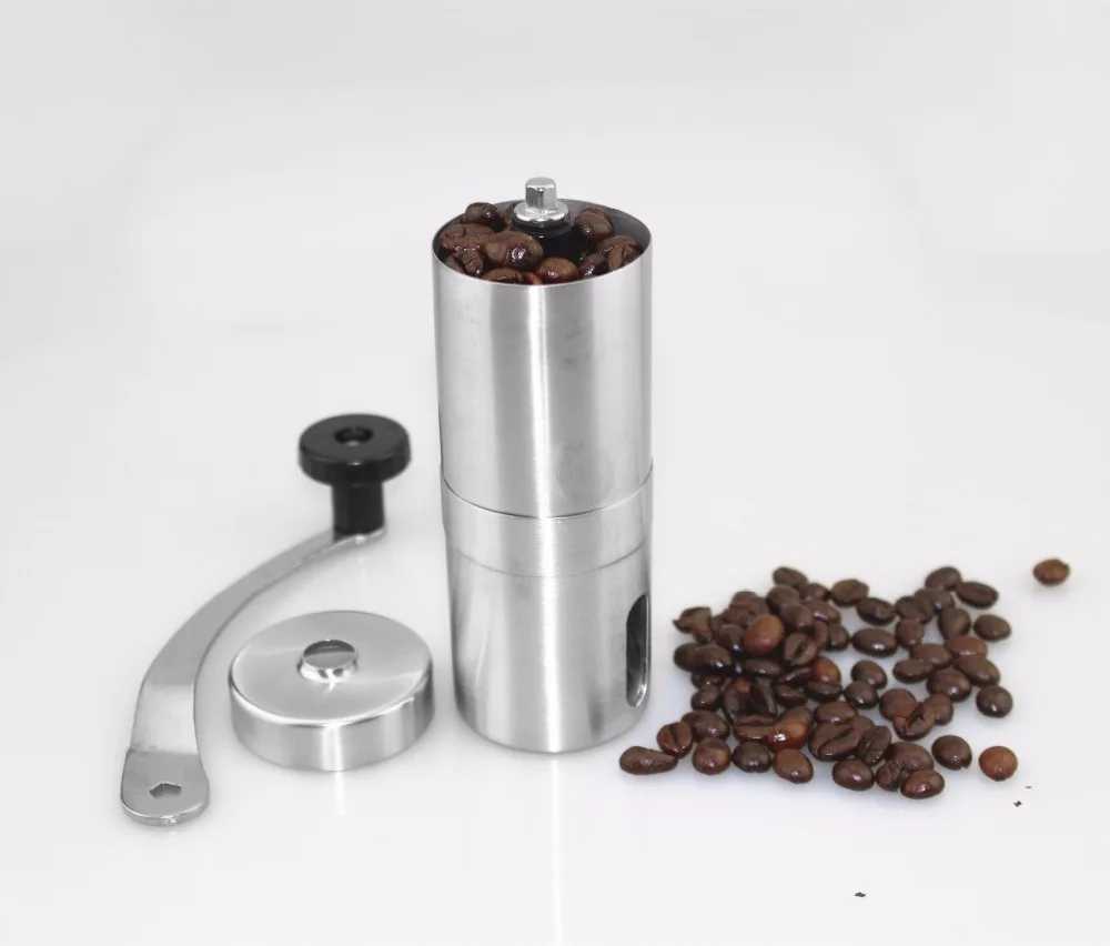 Портативная кофемолка из нержавеющей стали, керамическая ручка, ручная кофемолка для любителей кофе, мини ручная мельница для дома