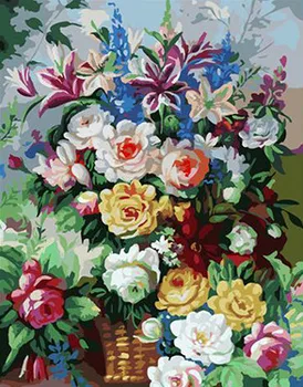 

MaHuaf-X150 Framed bouquet flower DIY Painting By Numbers Kits Oil Painting Drawing By Numbers On Canvas For Wall Art Picture