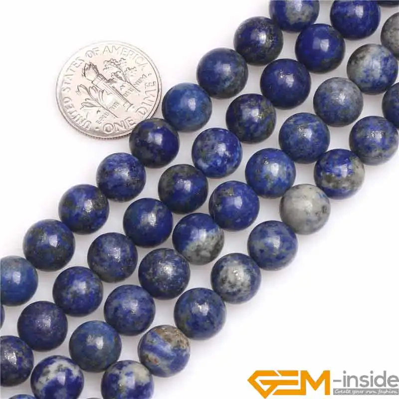 

8mm 10mm Round Natural Blue Lapis Lazuli Stone Gem stone Semi Precious Beads Loose Bead For Jewelry Making Strand 15 Inch