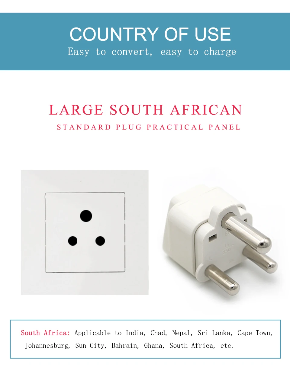 Large South African conversion plug 10A Socket Cape Town India Nepal Lanka Travel Adapter Plug Mobile phone laptop charging (5)