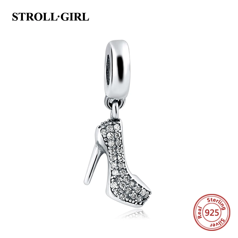 925 Sterling Silver Charms Fit Authentic Pandora Bracelet Silver 925 Original High-heeled shoes beads Jewelry Making For Women - Цвет: P7417