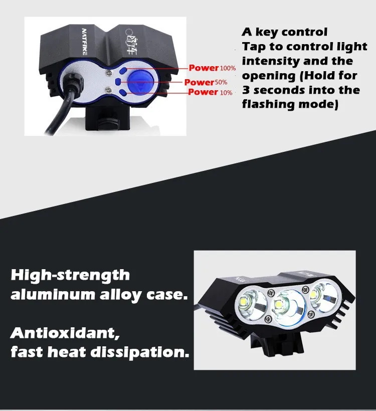 Sale 6000 Lumen Triple XM-L T6 L2 Bike Bicycle LED Light Flashlight 5V 2A XML2 High Brightness Connect Power Bank USB Interface 4