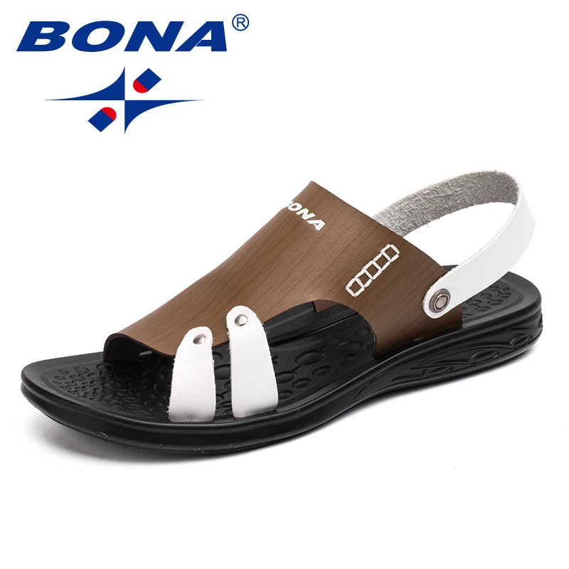 

BONA New Fashion Style Men Sandals Slip On Men Summer Shoes Microfiber Men Beach Slipper Shoes Comfortable Fast Free Shipping