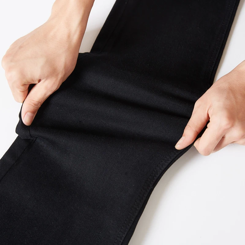 Большие размеры 28-42 мужские черные узкие Стрейчевые джинсы мужские эластичные прямые джинсовые брюки высокого качества мужские повседневные модные брюки