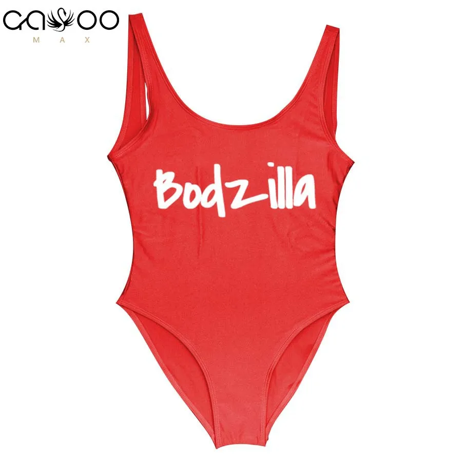 New 2018 Women One Piece Swimsuit Letter Print Swimwear Monokini Female