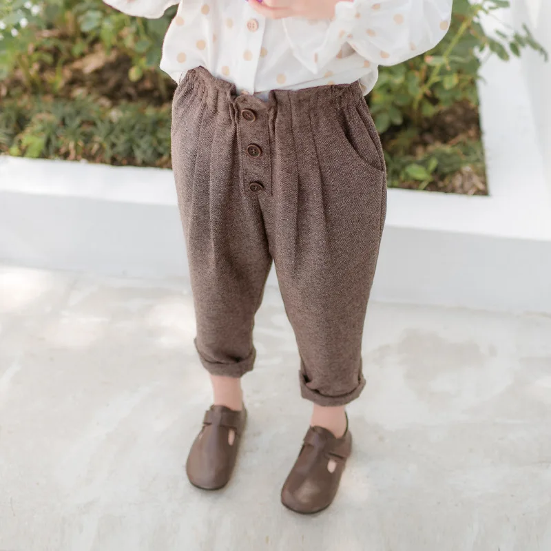 

MILANCEL autumn new girls trousers high waist girls pants vintage style girl ruffle pants