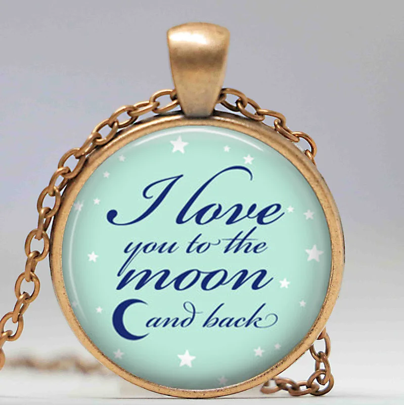 Free shipping I love you to the moon and back Necklace valentine gift jewelry moon pendant necklace best friend gift idea