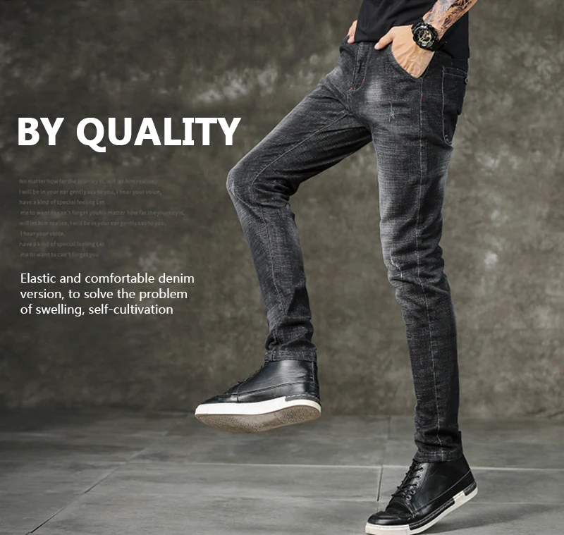 2019 новый высококачественный брендовый Топ Мода для бизнес на каждый день Slim Для мужчин, джинсы в стиле «хип-хоп»; осенние хлопковые брюки