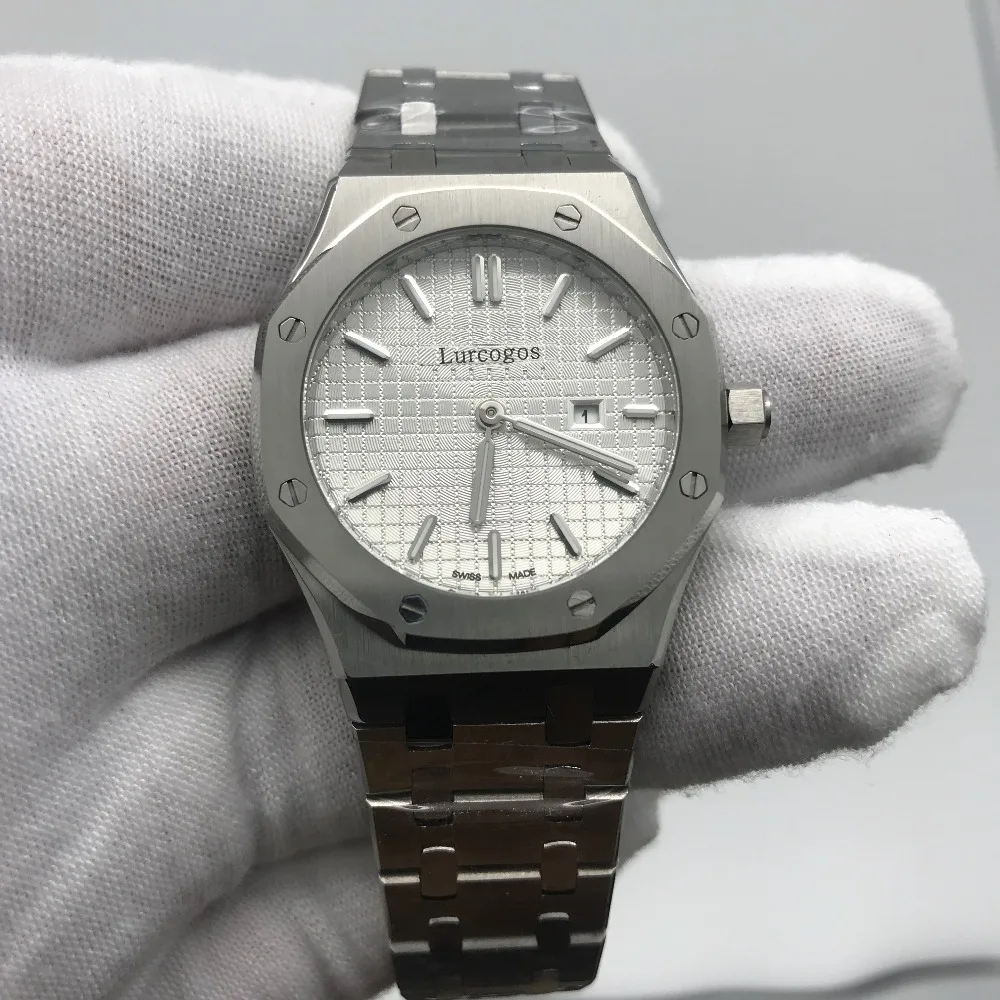 

33mm size ladies watch quartz white dial silver stainless steel bracelet Royal oak women watches silver-tone hands and index hou