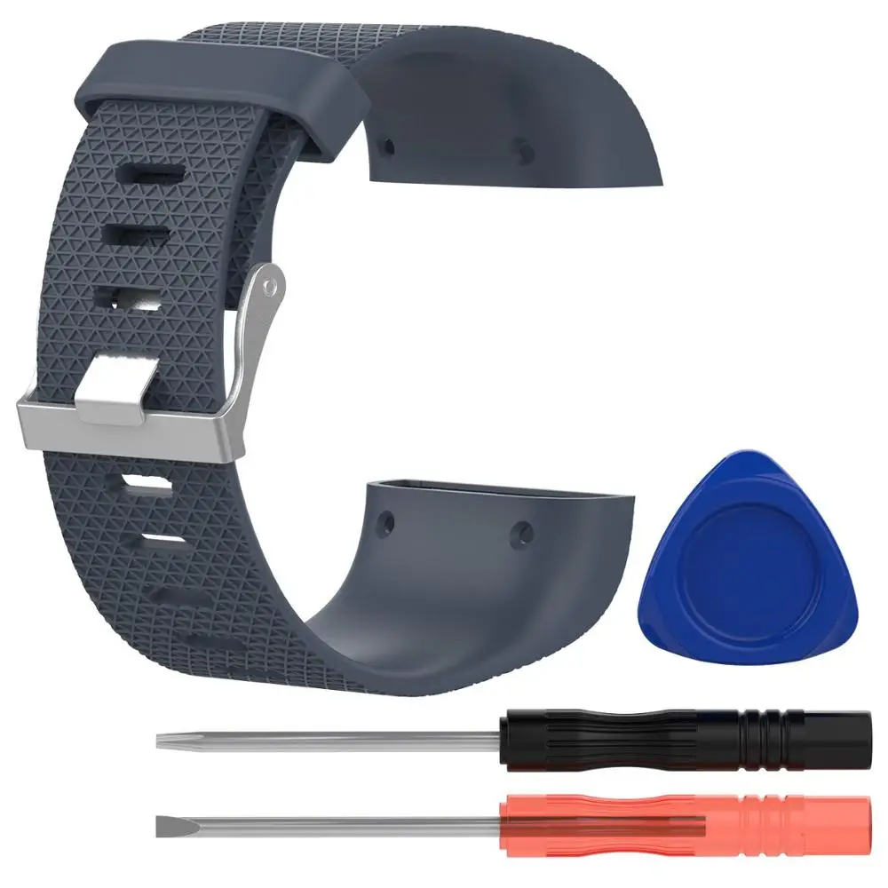 Сменный ремешок для наручных часов силиконовый защитный чехол для Fitbit Surge Watch Band Браслет Смарт-браслеты с отверткой - Цвет: gray