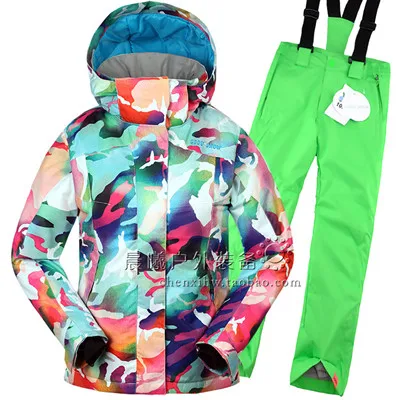 Gsou Snow Snowboard Suit Children Jacket+Pants Kids Girls Jacket Snowboard Outdoor Sport  Warm Skiing Waterproof Windproof