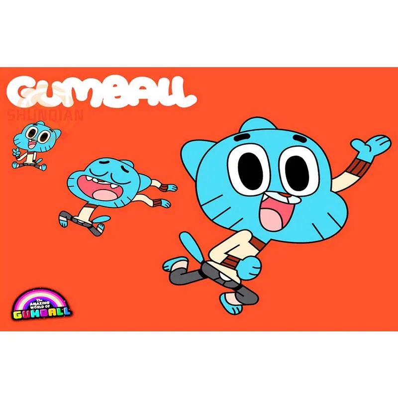 Удивительный мир Gumball Плакат на заказ холст плакат художественная отделочная ткань для дома ткань настенный плакат печать шелковая ткань - Цвет: Фиолетовый