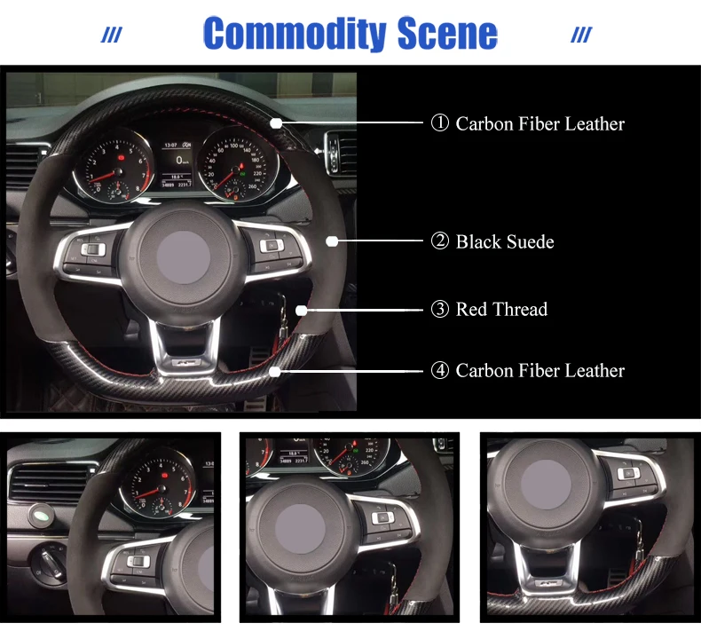 Углеродное волокно кожа черная замша чехол рулевого колеса автомобиля для Volkswagen Golf 7 GTI Golf R MK7 VW Polo GTI Scirocco