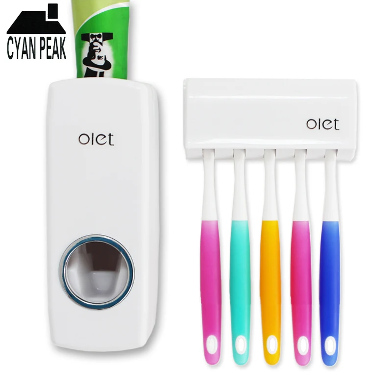 

Creative Toothbrush Holder Automatic Toothpaste Dispenser Bathroom Accessories Set Wall Mount Toothpaste Squeezer Bathroom Tool