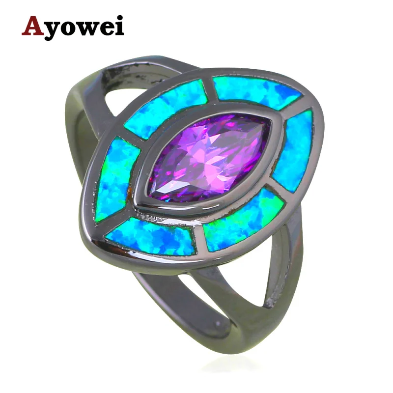 

Huge Rings for Women Zircon Fashion Jewelry Blue Fire Opal Silver Stamped Party Rings USA Size #7#8#9 OR839A