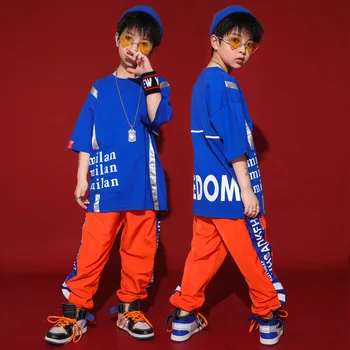 Kids Short Sleeve Hip Hop Dancing Costumes for Girls Boys Jazz Ballroom Dance Clothes T Shirt Tops Jogger Pants Dance Clothing 1