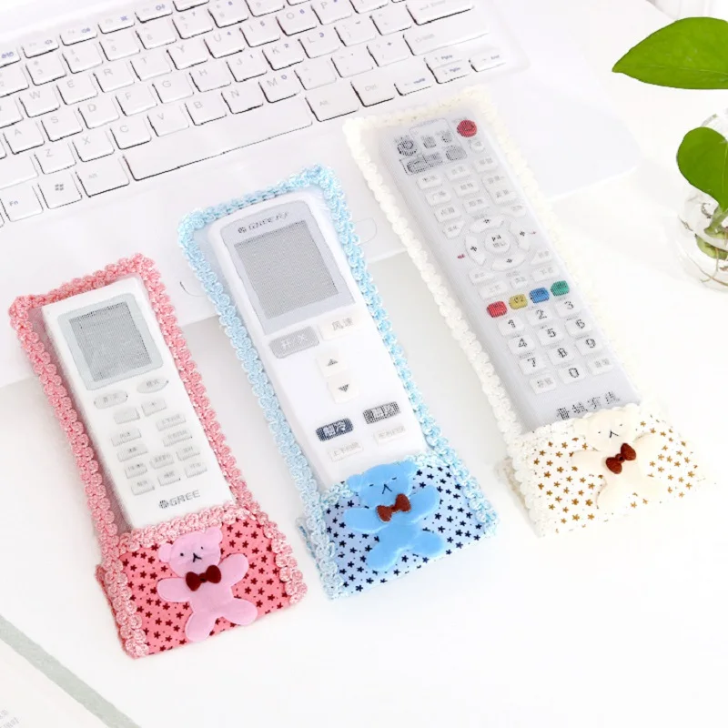 

Lovely Bear Remote Control Cover Fabrics Lace Edge Air Condition TV Remote Control Covers Dust Prevention Case