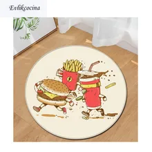 Круглый Нескользящий Впитывающий Коврик для ванны с рисунком гамбургера, коврик для гостиной, спальни, ковровое покрытие для пола, Infantil