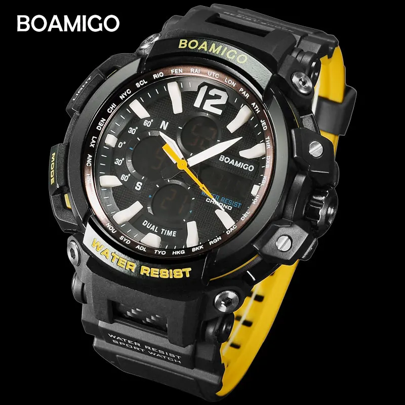 

BOAMIGO Brand Watches Men Sports Watches For Men Digital 50m Water Resistant Wrist Watch Male Quartz Clock Relogio Masculino