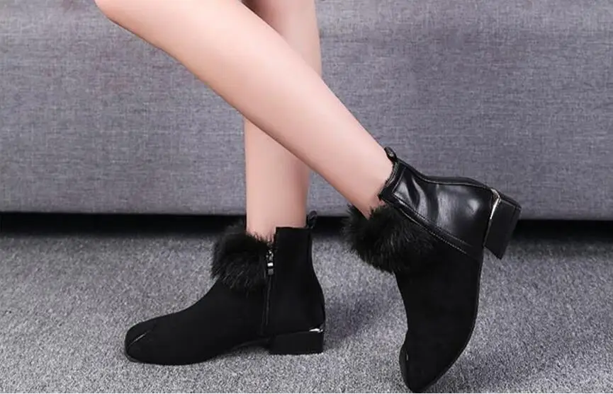 Nuevas Botas de tobillo negras lisas para Mujer, zapatos de Mujer, Botas  cortas de felpa para Mujer, Botas de invierno de tacones bajos, Botas de  Mujer, Grapara|Botas hasta el tobillo| - AliExpress