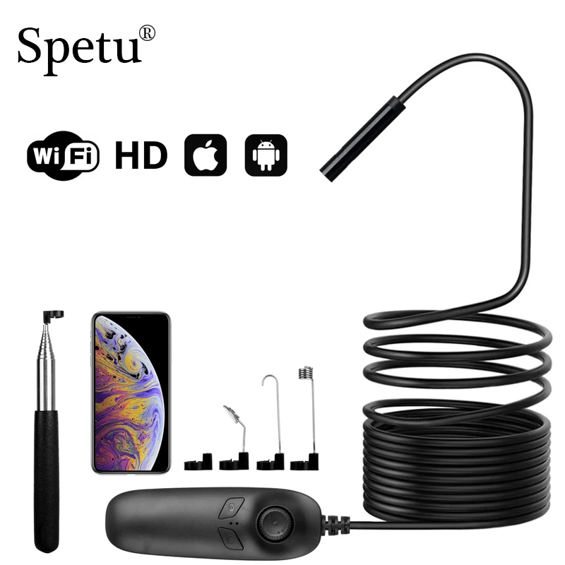 

Handle Wireless Inspection Camera 1200P Waterproof Telescoping Wifi Endoscope Camera with 8 LED For Android and IOS Smartphone