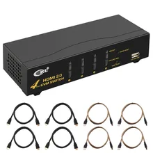 CKL 4 Порты и разъёмы HDMI KVM переключатель, HDMI2.0 kvm-переключатель, Поддержка 4K@ 60Hz, 3D CKL-94H2, с USB2.0 концентратор, с 4 шт kvm Кабели