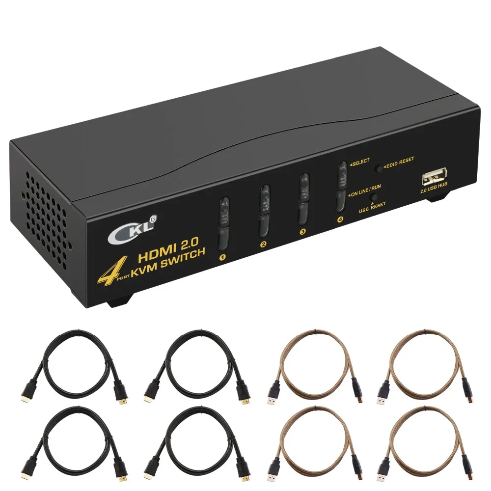 4 портовый HDMI KVM переключатель CKL HDMI2.0 поддержка порта 4K @ 60Hz 3D 94H2 с USB2.0 Hub квм