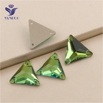 

YANRUO 3270 All Sizes Peridot Triangle Sewing Beads Flat Back Crystal Sew On Strass Craft Loose Rhinestone For Bags