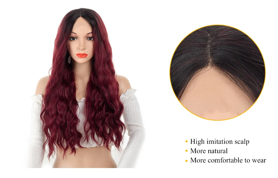 Aigemei T Часть Кружева передние парики термостойкие волосы длинные вьющиеся синтетические парики для женщин 150% плотность 20 дюймов