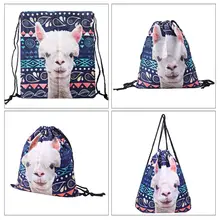 Полиэстеровый рюкзак на шнурке для девочек с объемным принтом ламы, Детские вечерние туфли, милый подарок