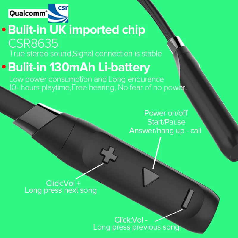 Lewinner J16 Bluetooth наушники Встроенный микрофон Беспроводной легкий шейным спортивные