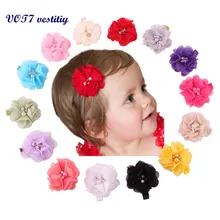 VOT7 vestitiy 2017 Fashion Cute Chiffon Flower Hair Clips Baby Girl Hairpins Children Hair Accessories Oct 12