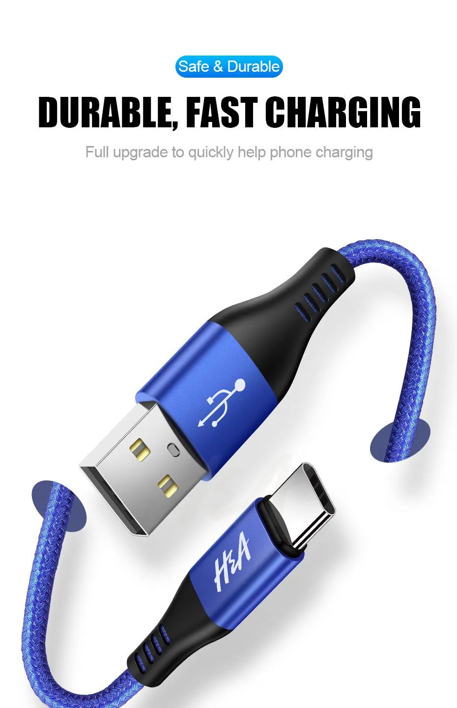 H& A 3A usb type-C кабель для быстрой зарядки кабель для синхронизации данных type C для samsung S9 S8 Note 9 huawei Honor Phone usb зарядный шнур