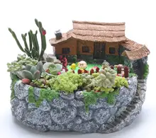 Resin Sweet Home Round Cacti Succulent Plant Pot Flower Planter