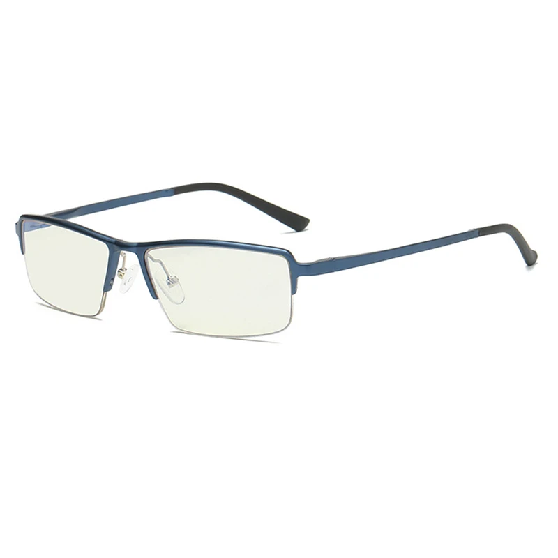 Винтаж Ретро алюминия половина оправа для безободковых очков Для мужчин Для женщин анти-синий луч оптические очки кадр прозрачные линзы Компьютер очки - Цвет оправы: Blue