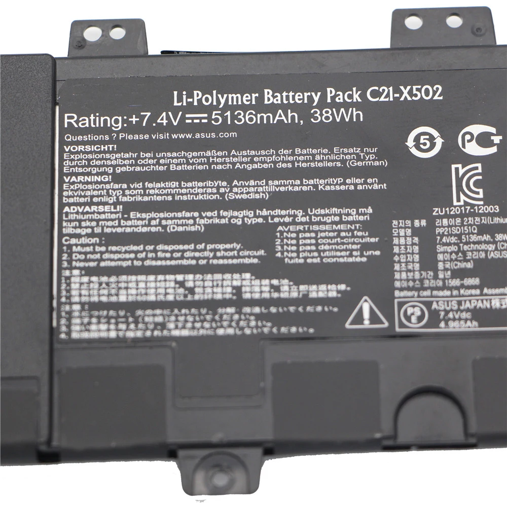 Genuine C21-x502 battery +7.4v 5136mah 38wh Original Battery C21-x502 for Asus Vivobook X502 X502c X502ca Series Laptop Genuine C21-x502 battery +7.4v 5136mah 38wh Original Battery C21-x502 for Asus Vivobook X502 X502c X502ca Series Laptop
