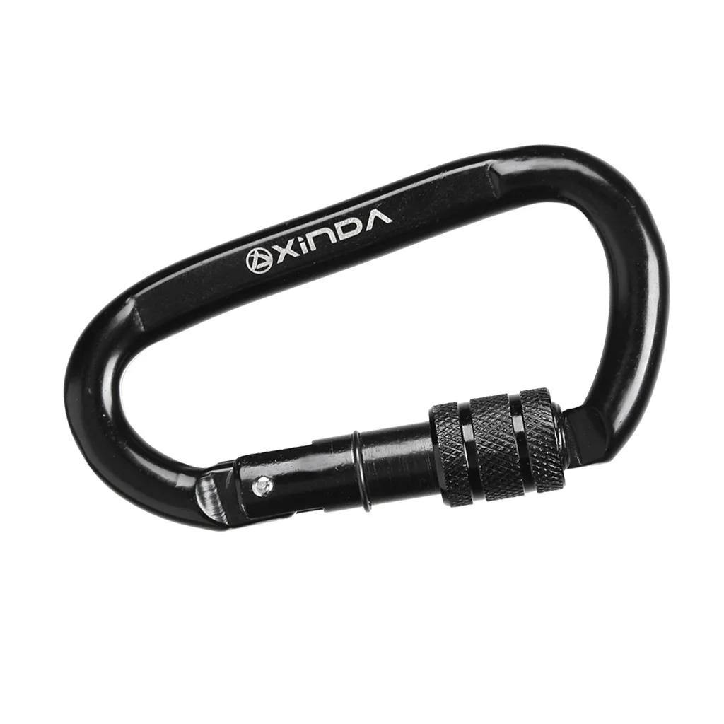 2 Pieces D Shaped Strong Durable 30KN Carbon Steel Screw Locking Carabiner Outdoor Climbing CE Approved Screw Locking Carabiner