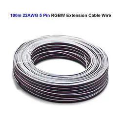 RGBW 5 Pin удлинитель провода 100 м 22AWG 0,3 мм 5 Core мощность электрические S для 5050 RGBWW светодиодные ленты контроллер лампы