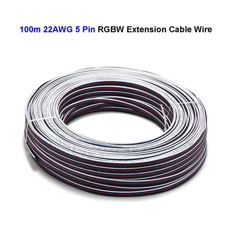 RGBW 5 Pin Extension Cable Wire 100m 22AWG 0.3mm 5 Core Power