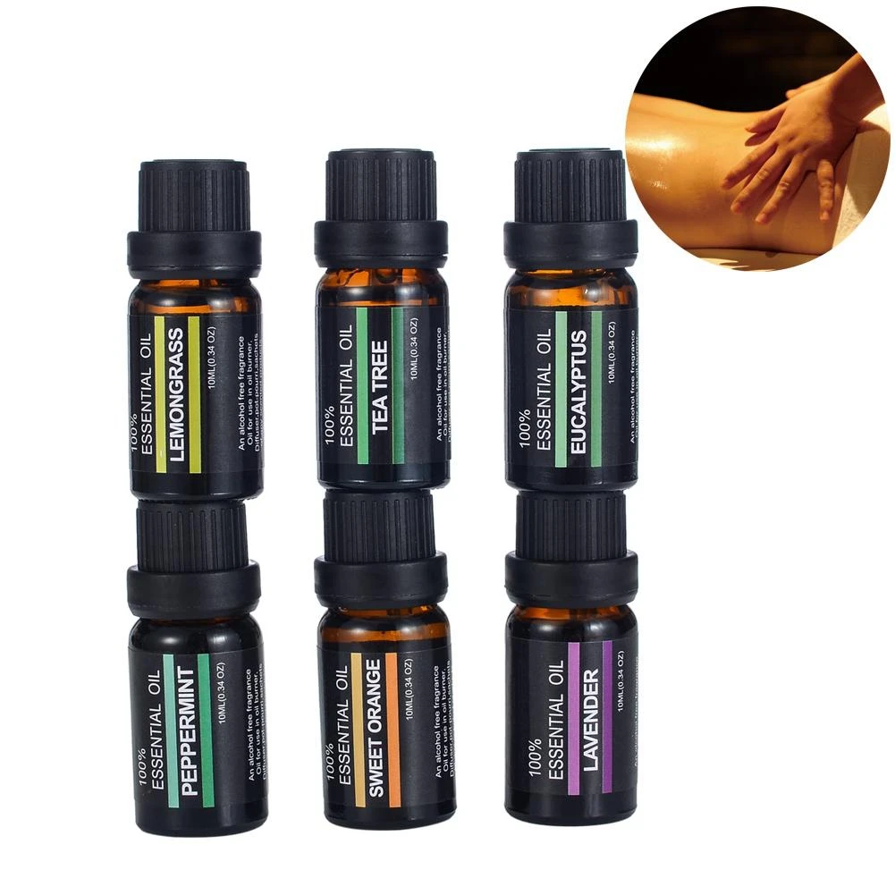 CNIM Hot чистые натуральные ароматерапевтические масла, набор черный для увлажнителя, водорастворимое ароматизированное масло, набор эфирных масел для массажа, 6 шт
