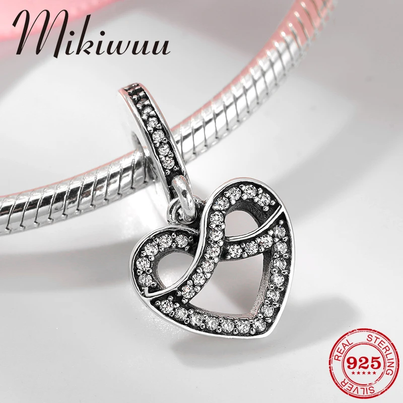 

925 Sterling Silver Charms Sweet Love Heart CZ fashion accessories Jewelry making fit Original Pandora Charms Bracelet