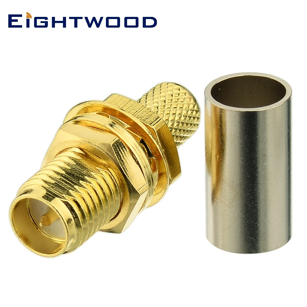 

Eightwood 5PCS RP-SMA Jack(Male Pin) RF Coaxial Connector Adapter Bulkhead Crimp LMR200 Cable for Antenna Telecom Base Stations