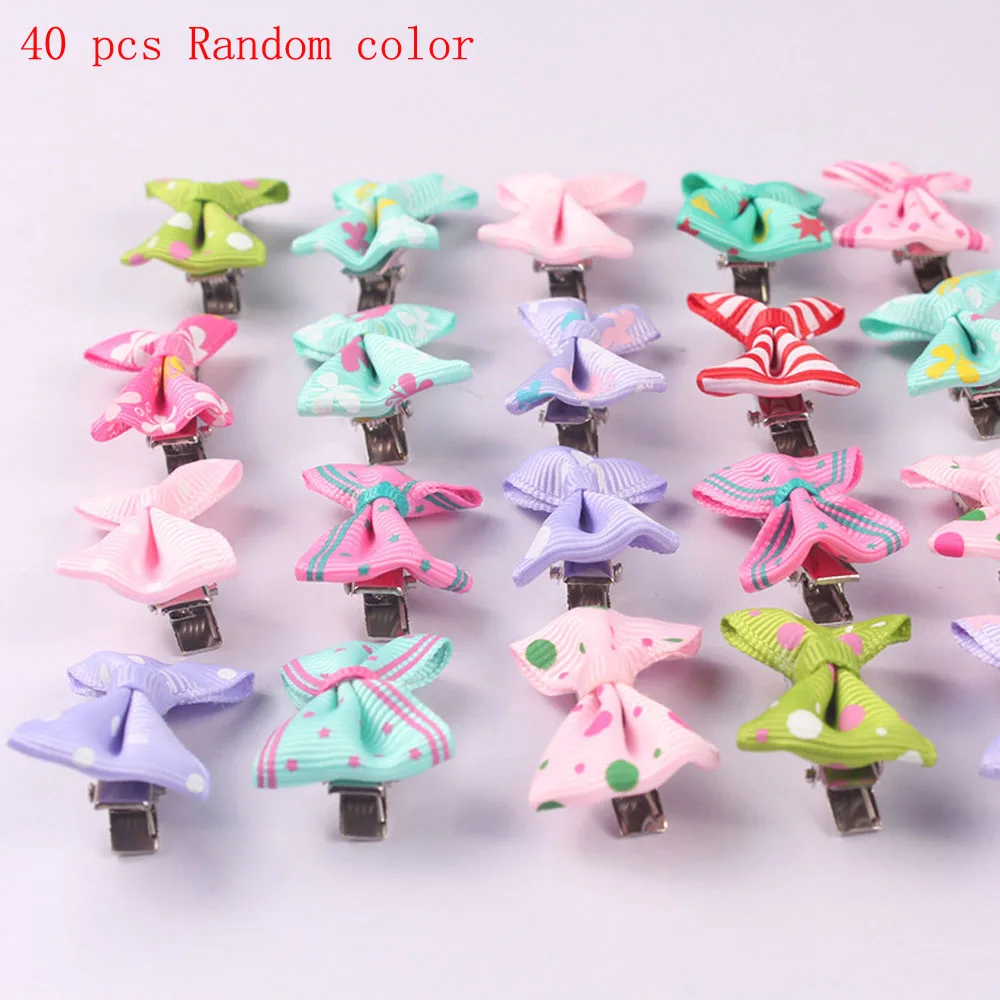 40 pcs random color 40 шт. заколка для волос для малышей, цветные заколки для волос с бантом, милые аксессуары для маленьких девочек, детский головной убор, милые заколки для волос, заколки, детские украшения - Цвет: 40 pcs random color