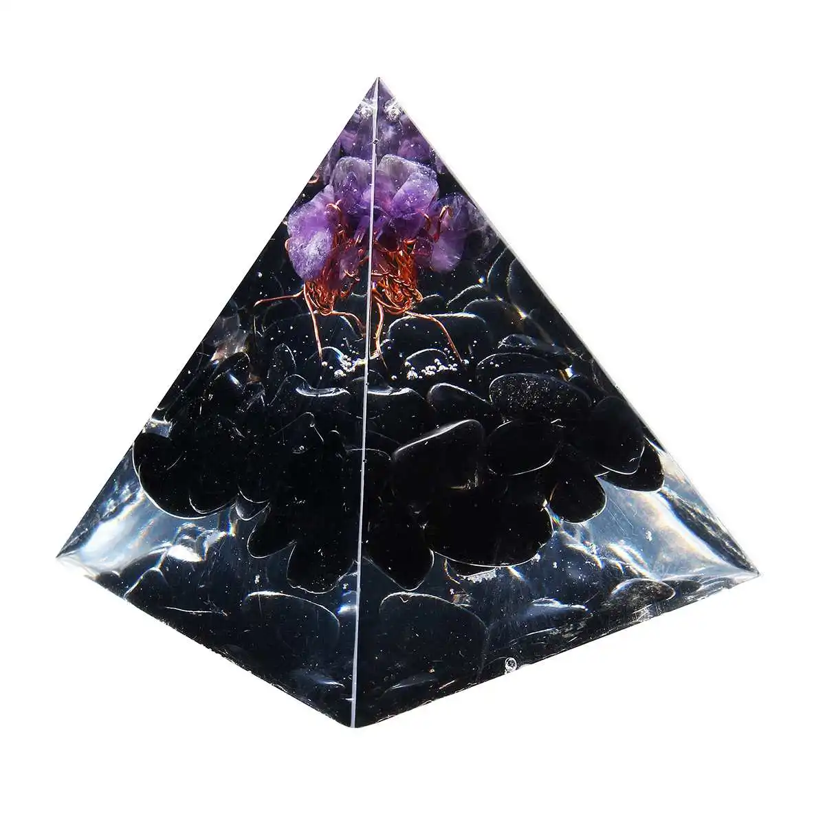 Сбора Fortune orgonite пирамиды 55x55x65 мм рейки фэн-шуй украшения с украшением в виде кристаллов Руна Orgone аккумулятор смолы декоративное мастерство, suzani