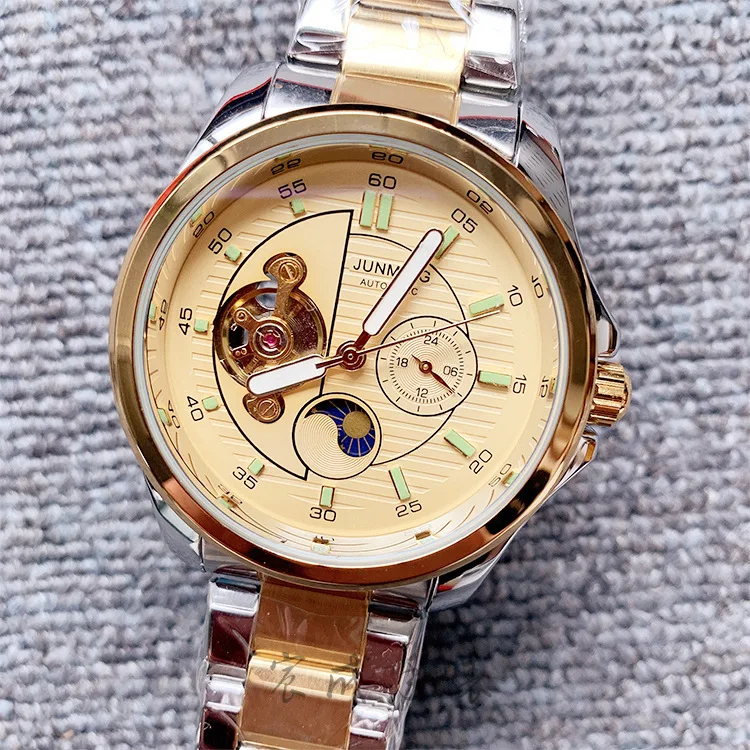 Новые Мужские автоматические механические часы Полный стали водостойкие светящиеся Tourbillon Мужские наручные часы мужской мальчик часы Reloj Hombre - Цвет: 3