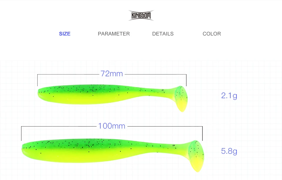 Kingdom Мягкая приманка весло хвост Бас Форель Приманка из червей рыболовная приманка воблер(Wobbler) 72 мм 14 шт./пакет 100 мм 8 шт./пакет 6 цветов