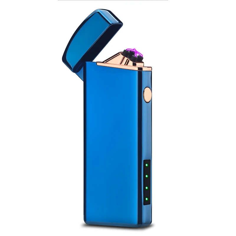 Электронная сигарета с USB зажигалка двойной дугой импульсного USB Перезаряжаемые Зажигалка плазменная ветрозащитный для Беспламенного электроподжиг зажигалки зажигалка usb прикуриватель - Цвет: Blue