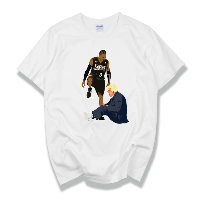 ドナルドトランプアレンアイバーソン男性半袖 Tシャツ綿 100 Tシャツ Tシャツ Funnytop オムファッション Fashion Tshirt Fashion Teesdonald Trump Aliexpress