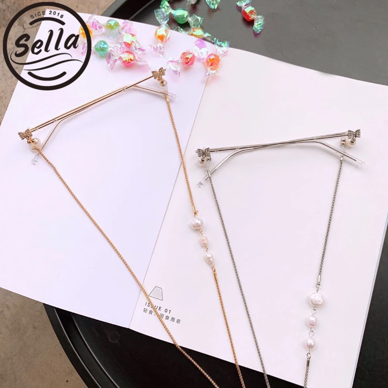 

Sella Ins Hot Fashion Rhinestone Rosette Decorative Glasses Frame Personality No Lens Glasses Eyewear with Chain Lanyard