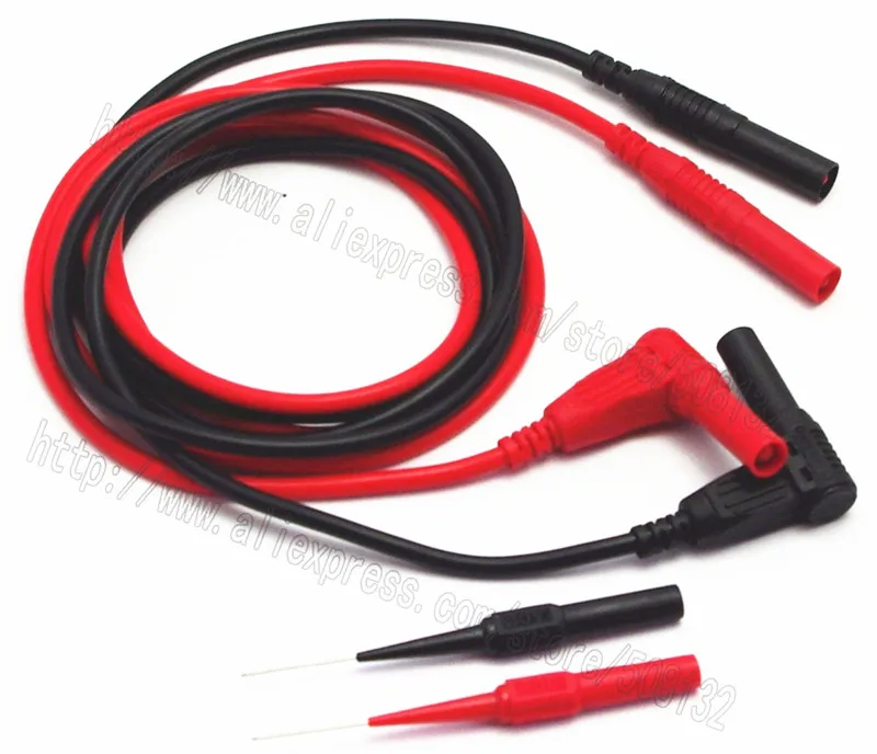 

1m/3ft/39in 4mm Test Lead Silicone Shrouded Right +Insulation Piercing Needle Non-destructive Test Probes Red/Black NEW